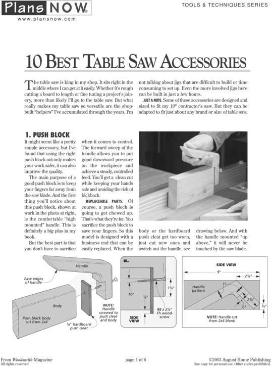 Product picture Woodworking Do-it-Yourself 10 Best Table Saw Accessories